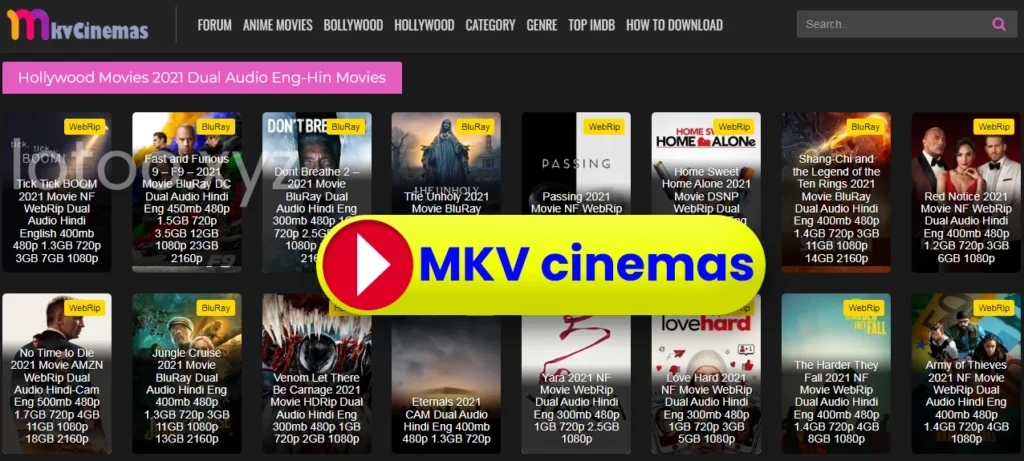 Popular Movies and TV Shows Available on Mkvcinemas